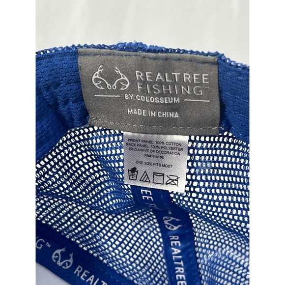 Realtree Fishing Trucker Hat Red White Blue Mesh American Flag Patch Snapback - Picture 7 of 7